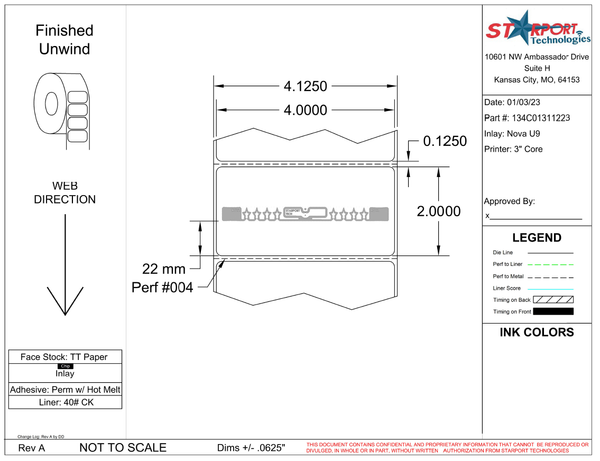 4" x 2" TT Paper RFID Label - 3" Core - 2000 Labels / Roll - Industrial